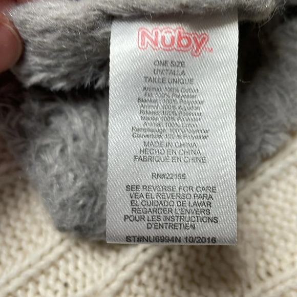 Baby elephant security blanket/plush. Gray and white. 12”x 11”. - Picture 3 of 6